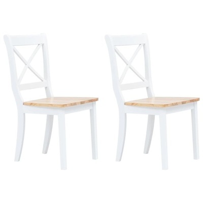 Krzesła stołowe, 2 szt., biel i jasny brąz, drewno