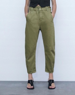 ZARA SPODNIE JEANS 7/8 KHAKI MMV XXH__XXS