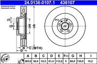 ATE ДИСК ТОРМОЗНОЙ ПЕРЕДНЯЯ 385X36 V AUDI A6 C6 04-