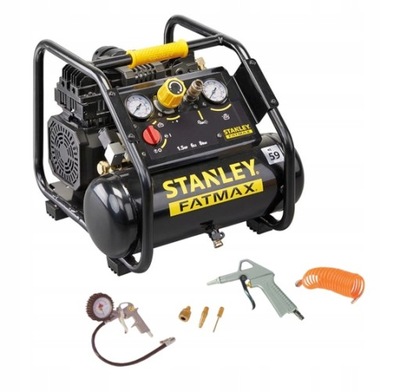 COMPRESSOR BEZOLEJOWY WYCISZONY 6L 8 BAR 1.5KM + ACCESSORIES 6SZT STANLEY  