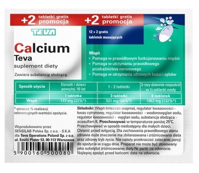 CALCIUM TEVA wapń 14 tabletek musujących