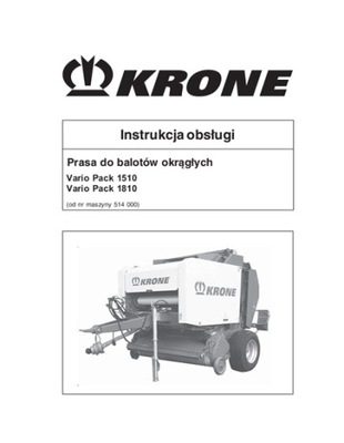 KRONE VARIO PACK 1510, VARIO PACK 1810 - ИНСТРУКЦИЯ ОБСЛУЖИВАНИЯ PL фото