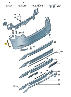 SOPORTES ADAPTADOR DE PARAGOLPES SPORT PARTE TRASERA AUDI A3 S3 IZQUIERDO  