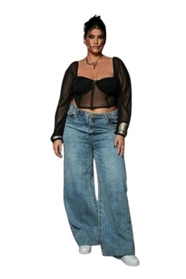 Boohoo Jeansy z szerokimi nogawkami vintage 42