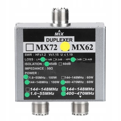 MX62 VHfUHF Duplexer 144148 MHz 400470 MHz