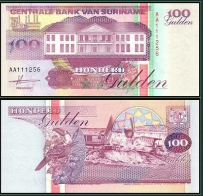 SURINAM 100 Guldenów 1991-98 P-138 UNC