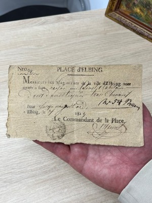 Dokument z czasów napoleońskich Elbląg
