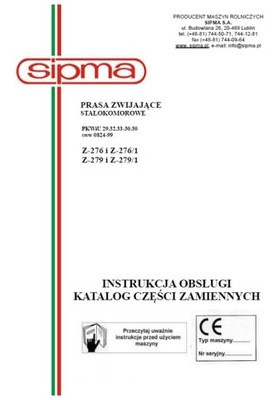 SIPMA Z-276...Z-279/1 instrukcja/katalog (1997) 