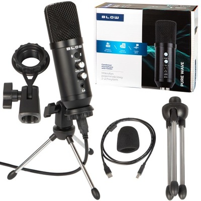 MIKROFON STUDYJNY Z TRIPODEM POJEMNOŚCIOWY REGULACJA UCHWYT USB GAMINGOWY