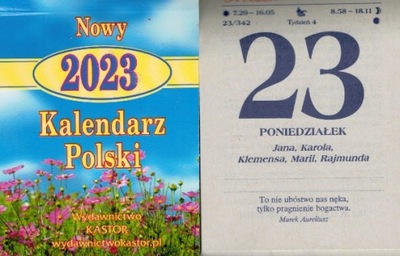 Kartka kalendarz zdzierak bloczkowy zrywany 2023