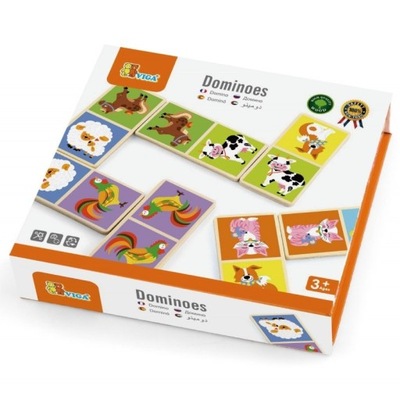 Drewniana gra Domino Farma Viga Toys 28 elementów Montessori Edukacja 3+