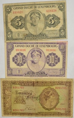 8.dir.Zest.Luxemburg, Banknoty szt.3, St.3/3+
