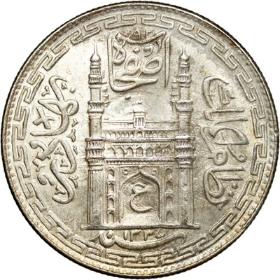Indie, Hajdarabad, 1 rupia 1919, AH1337 // 8, st. 1-, ŁADNA