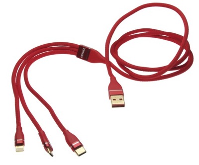 KABEL DO ŁADOWARKI 3w1 USB - USB typ C / microUSB / Lightning AMIO