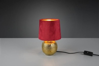 Lampa stołowa ceramiczna złota aksamit czerwony RL