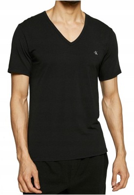 CALVIN KLEIN Klasyczny T-shirt Serek CK LOGO _ S