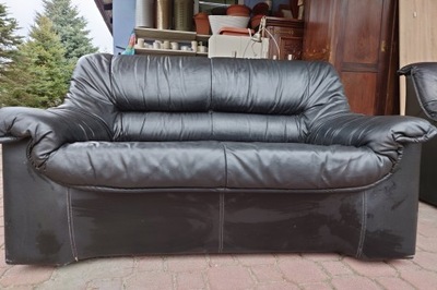 Sofa fotel komplet wypoczynkowy skórzany 2+1 design