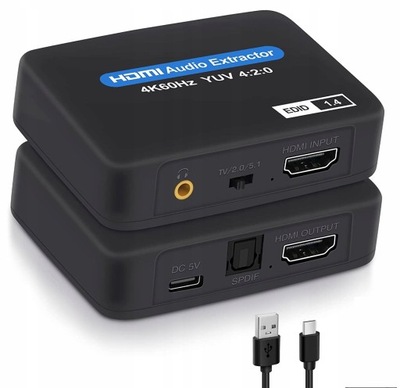 Ekstraktor HDMI 2.0 TOSLINK KONWERTER ARC HDCP 4K