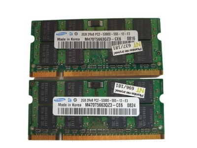 RAM DDR2 4GB 2x2GB 667Mhz PC2 5300S 4096MB SO-DIMM