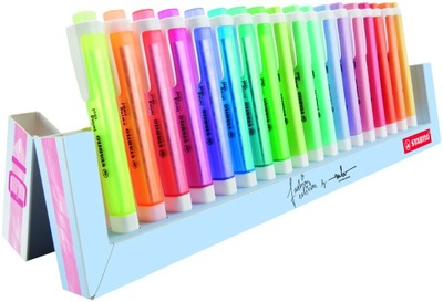 Zakreślacz Stabilo Swing Cool neon pastel 18 kolorów w kartonowej podstawce