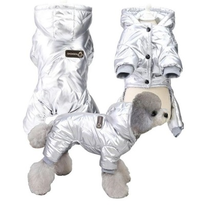 Ubranko dla psa na zimę kurtka ciepła XL srebrne2