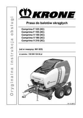 KRONE COMPRIMA F125...V150, V210XC - ИНСТРУКЦИЯ ОБСЛУЖИВАНИЯ PL фото