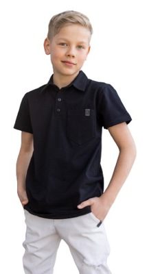 T-shirt polo wesele, czarny 152/158 All for Kids