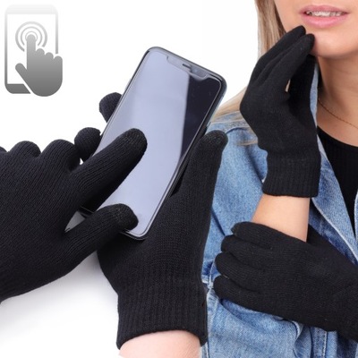 Damskie rękawiczki dotykowe czarne