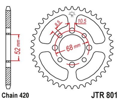 JT ENGRANAJE PARTE TRASERA 801 38 SUZUKI AP/AC/RV 50, RM 50  