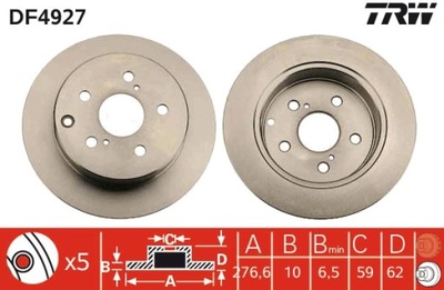 DISCO HAMULC. TOYOTA AVENSIS 05-09 PARTE TRASERA  