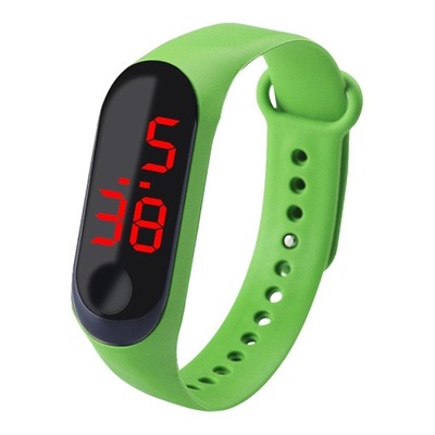 LED Digital Watch Touch Screen Silicone Green