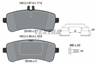 ZAPATAS DE FRENADO DB PARTE TRASERA R231 5,5-6,0 12- 2516301  