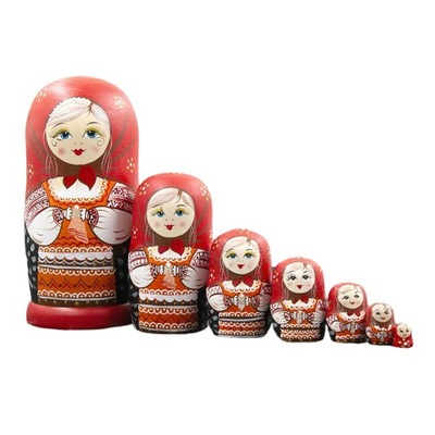 7 malowanych rosyjskich lalek zagnieżdżających