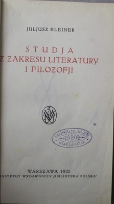 Studja z zakresu literatury i filozofji 1925 r