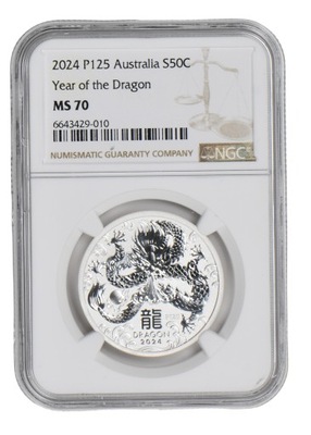 1/2 oz Ag - Lunar III - Rok Smoka 2024 - Australia - NGC MS70