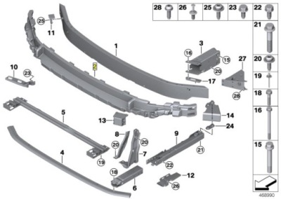 Оригінальний номер mini абсорбер бампера передній mini cooper f55 51647301589 фото №1
