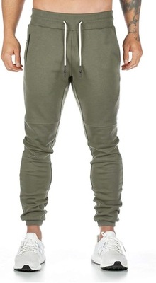 Spodnie dresowe dresy męskie ze ściągaczami joggersy zielone khaki XXXL