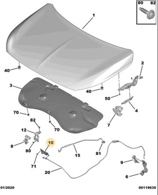 CERRADURA DE CAPO TAPONES DEL MOTOR OPEL CORSA F 19- NUEVO  