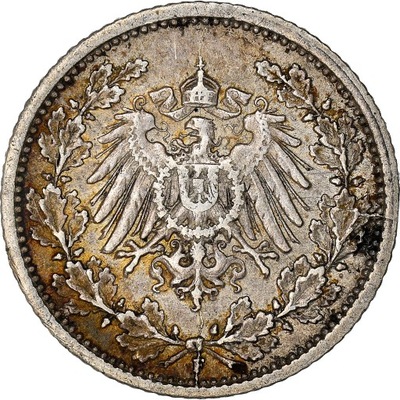 Moneta, NIEMCY - IMPERIUM, 1/2 Mark, 1913, Stuttga