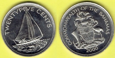 BAHAMAS 25 Cents 2000 r.