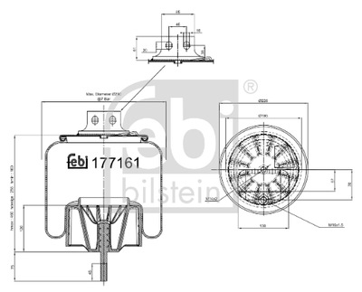 WITH STEEL PISTON AND PISTON ROD Febi Bilstein 177161 Mieszek, 