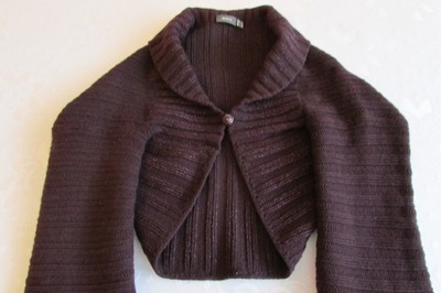 FIOLETOWY SWETER BOLERKO XS