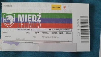 bilet Miedż Legnica - Resovia