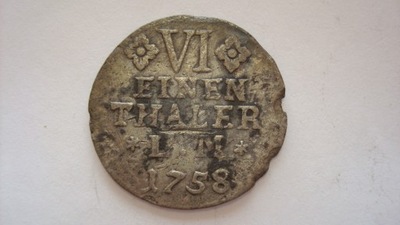 Moneta 1/6 talara 1758 Anhalt-Bernburg