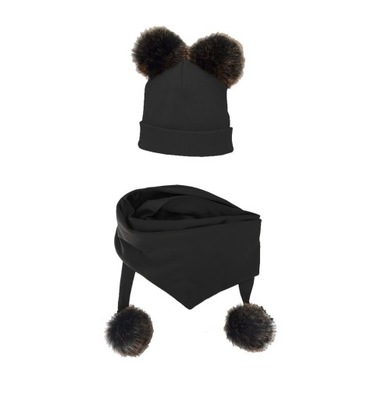 TuSzyte | Czarny zestaw czapka chusta,PL R.50
