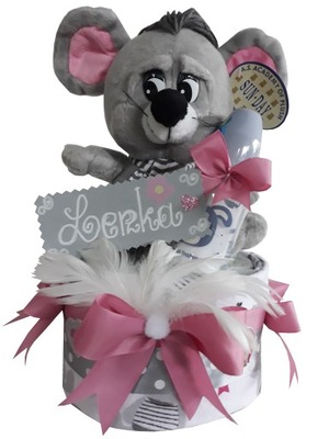 Tort z pampersów 5 mysz Chrzest Roczek prezent