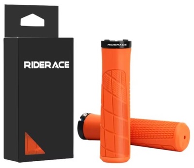 GRIPY CHWYTY ROWEROWE GUMOWE Z PIERŚCIENIEM MOCUJĄCYM POMARAŃCZOWY