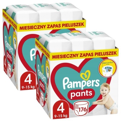 ZESTAW Pieluchomajtki 2x PAMPERS PANTS 4 BOX 176 szt. 9-15kg pieluchy