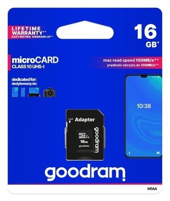 Karta Pamięci Goodram microSD 16GB CLASS 10 UHS