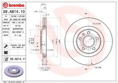 DISCOS DE FRENADO PARTE TRASERA BREMBO 09.A814.11 09A81411  